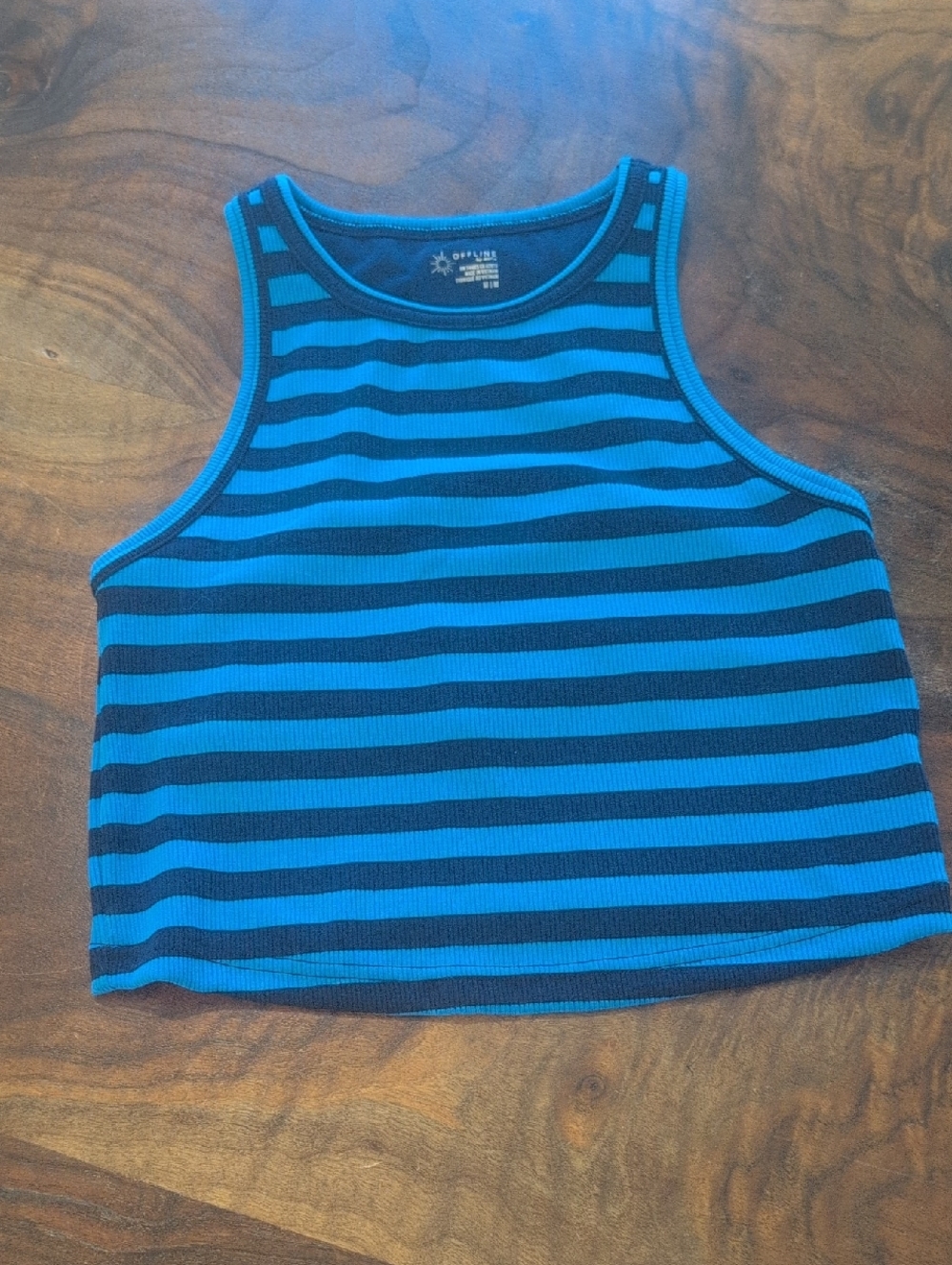 aerie Blue Striped Ribbed Tank